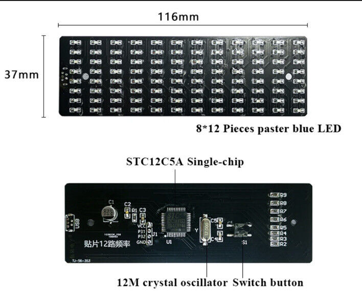 Wireless Bluetooth Speaker DIY Kit 2 Subwoofer Stereo Loudspeaker USB Spectrum