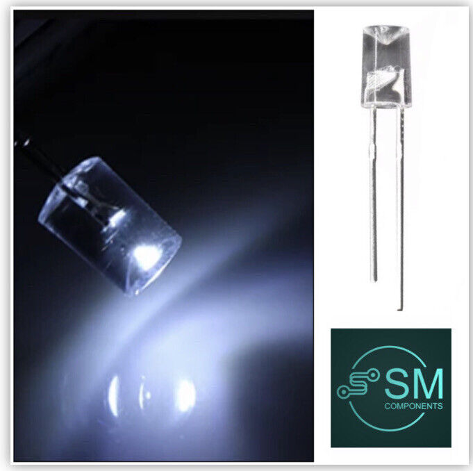 5mm Cool White Led Light Emitting Diode Flat Top Concave 100pcs Led Clear Top