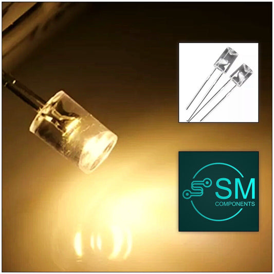 5mm Warm White Led Light Emitting Diode Flat Top Concave 100pcs Led Clear Top