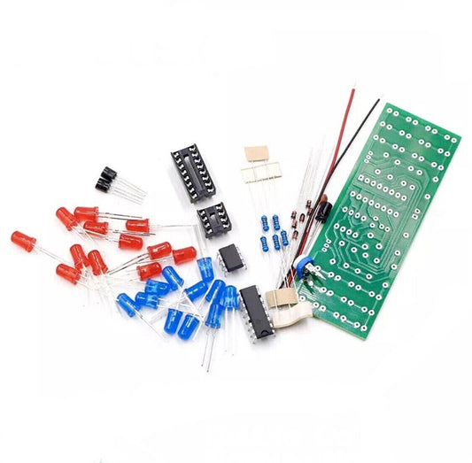 2PC DIY Practice Soldering Red Blue Colour NE555 + CD4017 Flashing Light Kit DIY