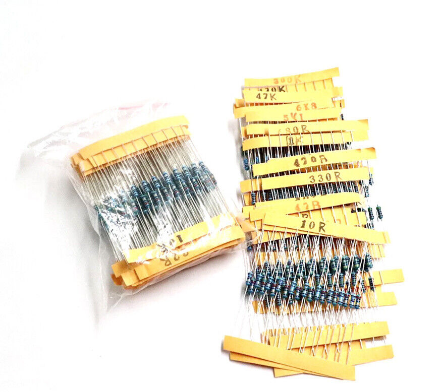 300pcs 30 Values 10-1M Ohm 1% 1/8W 0.125W Metal Film Resistors Assortment Kit