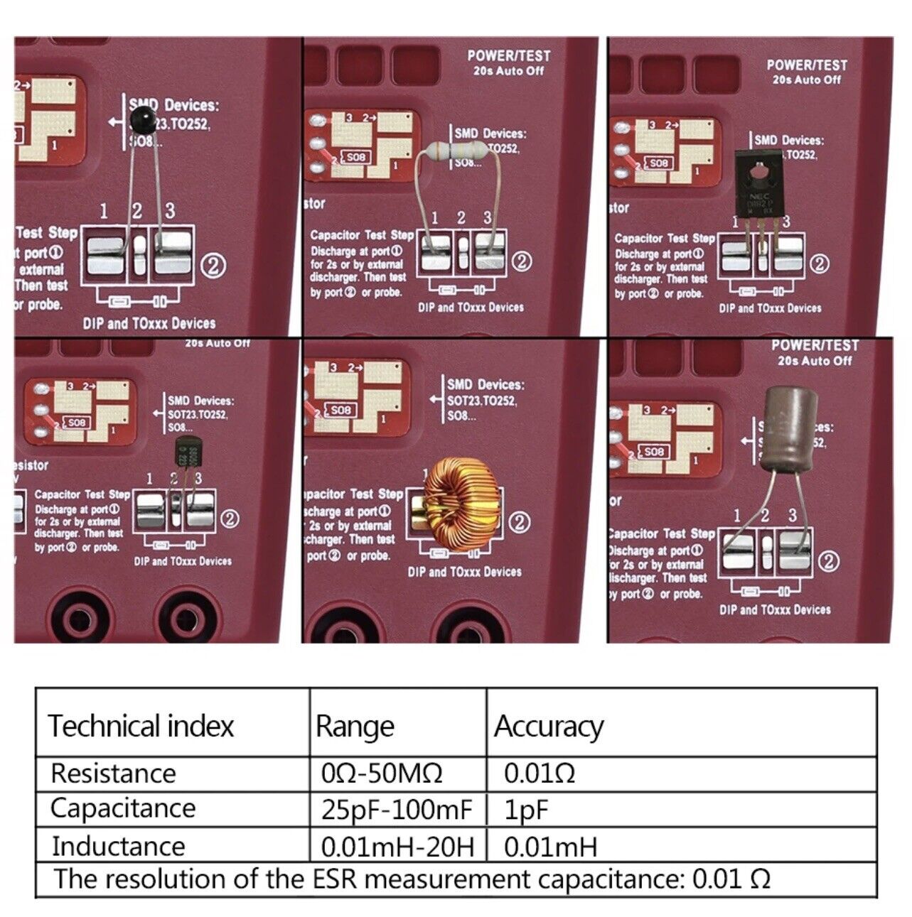 BSIDE ESR02 Pro Transistor Component Tester Multifunctional Digital Tester Diode