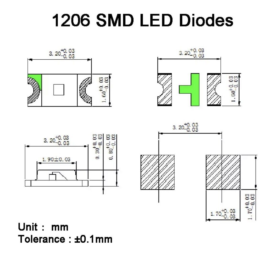 200pcs 1206 SMD Warm White LED Electronics Components Light Emitting Diodes