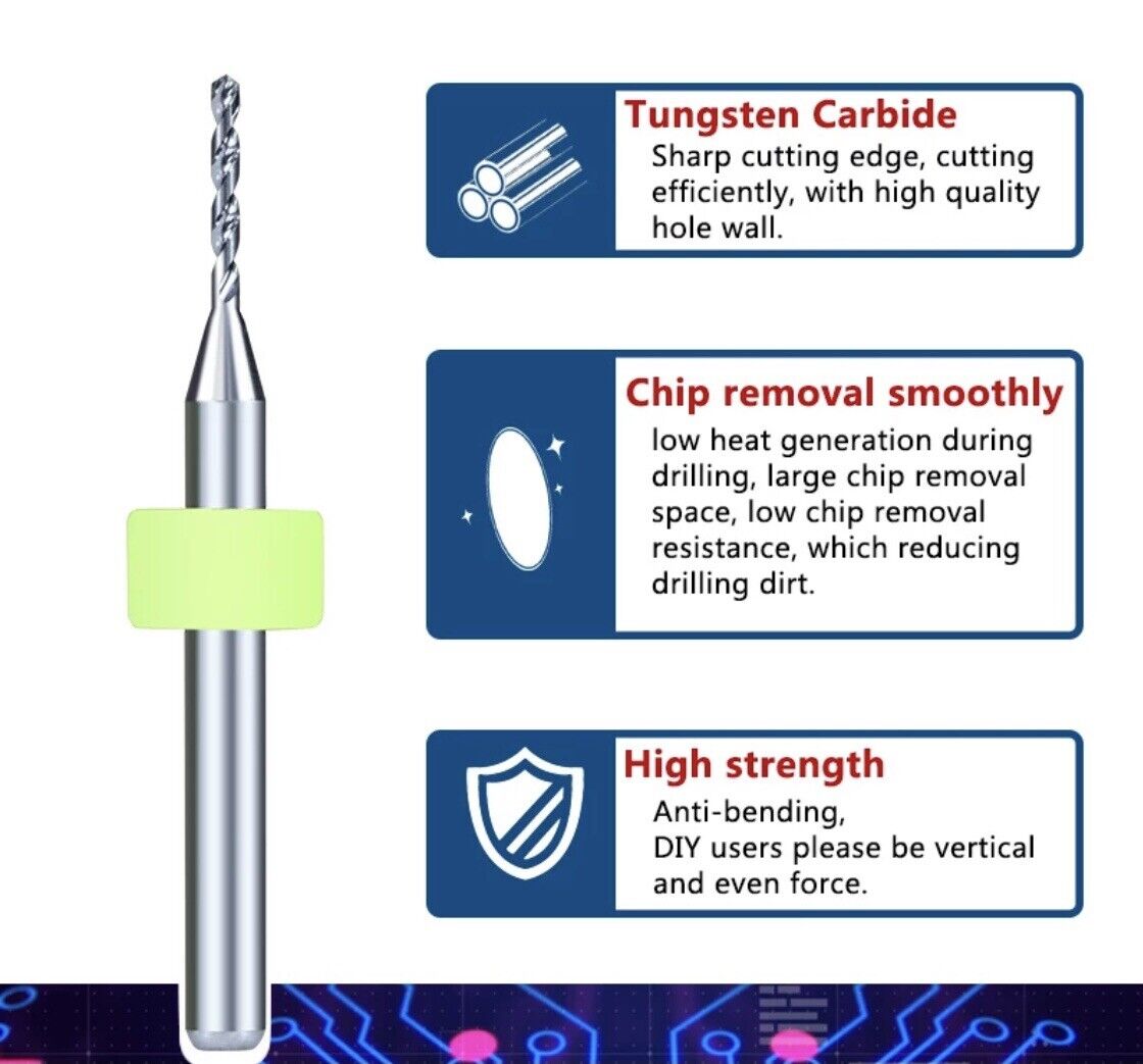 10Pcs 1.2mm PCB Print Circuit Board Tungsten Carbide Mini Micro Drill Bit Set