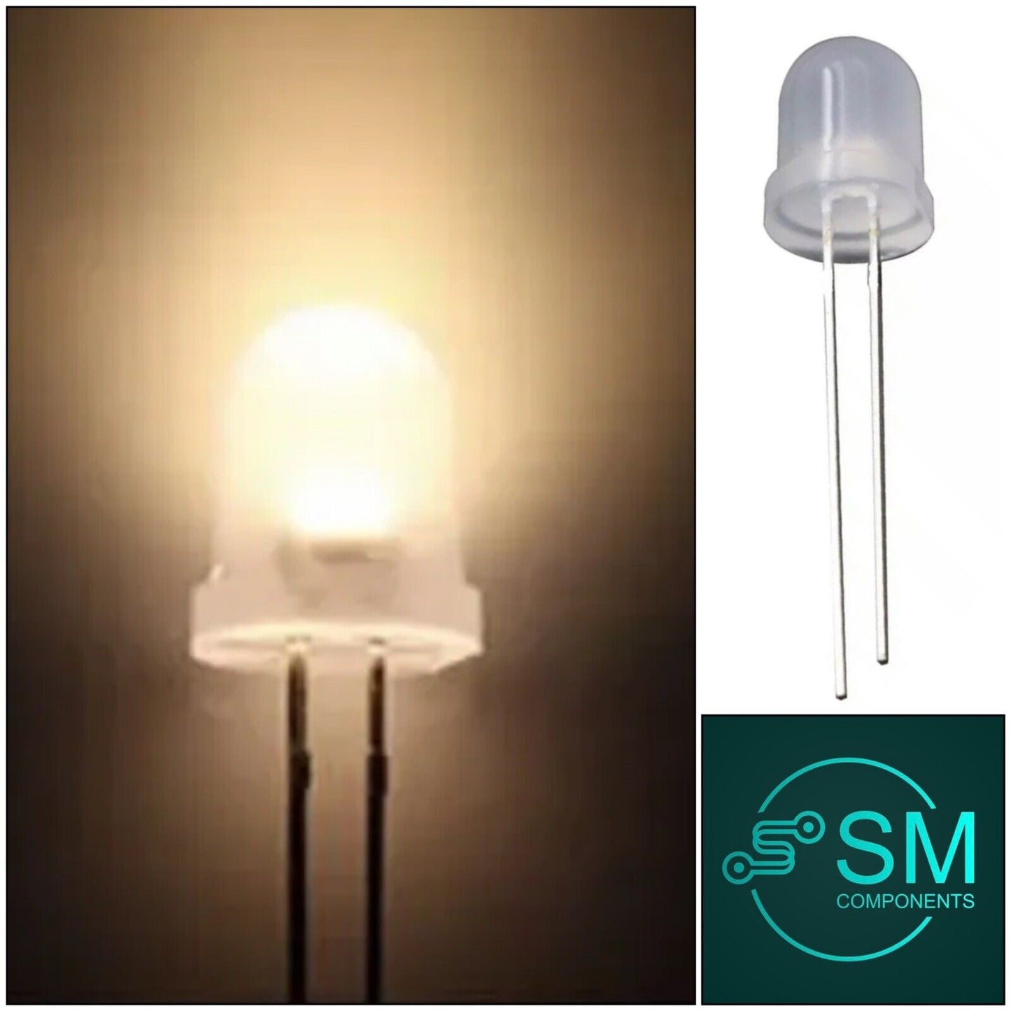 50pcs 8mm F8 WARM WHITE LED Diffused Light Emitting Diode Super Bright LED 3200k