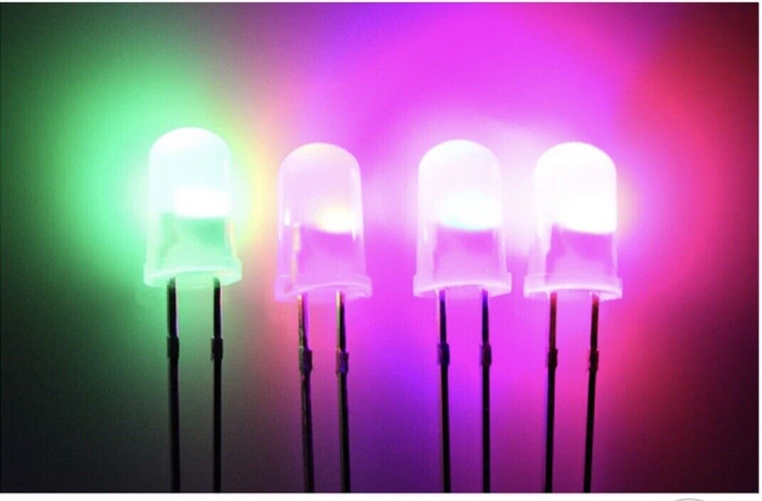 5mm LED Light Emitting Diode RGB FAST flash 100pcs DIFFUSED  Round Top 7 Colour