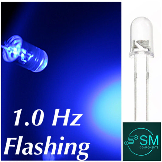 100pcs 5mm Flashing Blinking BLUE LED Light Emitting Diodes 1.0Hz Clear Round TP