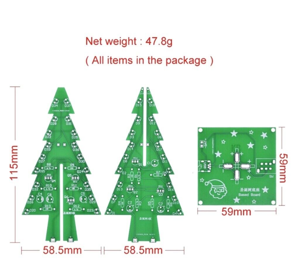 3D RGB Led Christmas Tree DIY Electronic Circuit Kit Led Solder Practice Starter