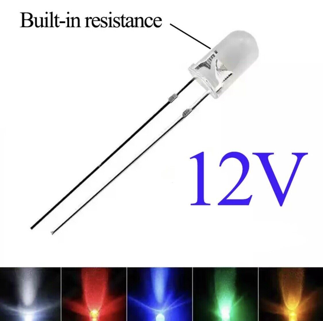 100PCS 5mm GREEN LEDS 4-12 VDC Light Emitting Diode Round Clear NO RESISTOR