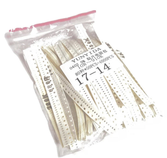 4000PCS 0402 SMD Resistor Kit 80 Values Assorted Kit 10-910K 5% 50 X 80 Values