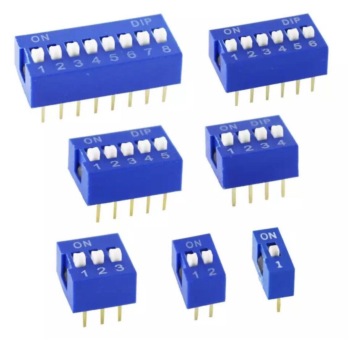 35PCS DIP Switch Kit 1 2 3 4 5 6 8 Channel Toggle Switch BLUE Snap Switches DIY