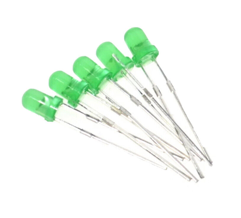 100pcs 3mm GREEN Flashing LED Colour Diffused  Light Emitting Diode 1.5hz On Off