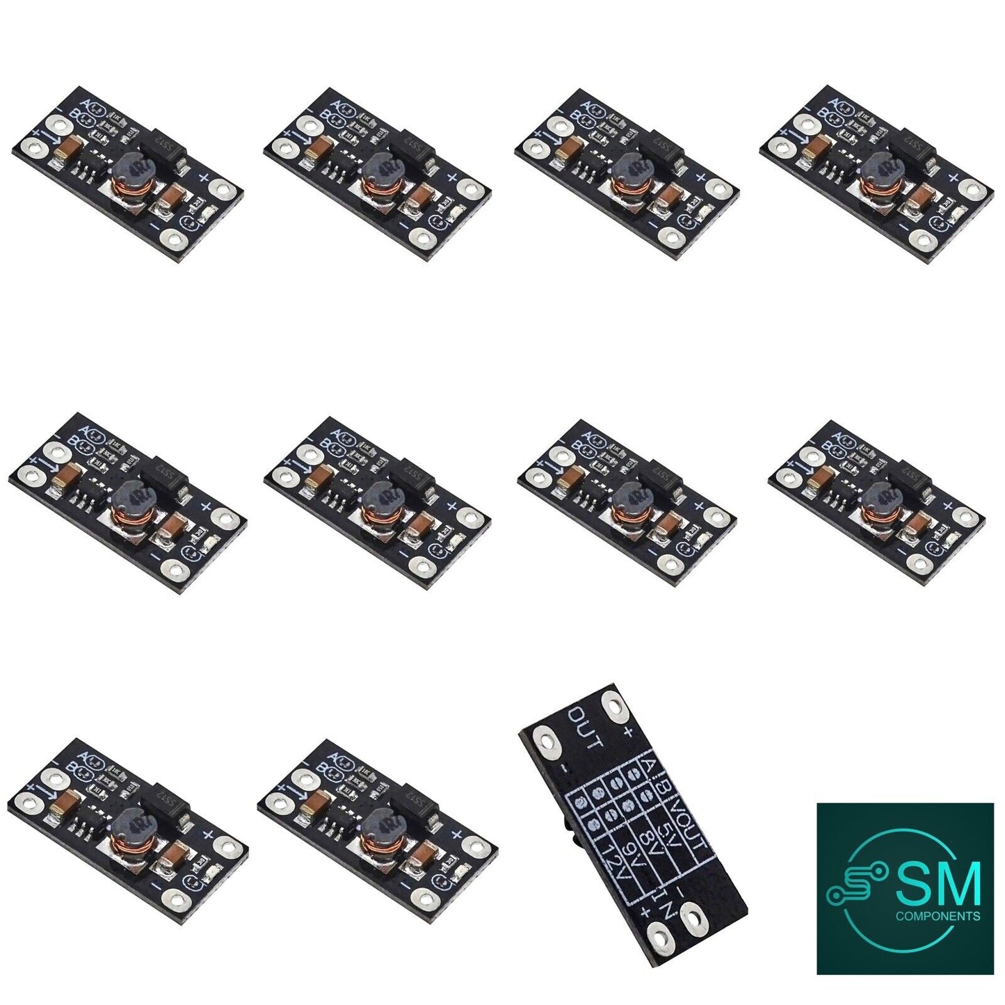 10pcs Mini Boost Module Step Up Board 2.5-5.5V to 5V/8V/9V/12V 1A LED indicator