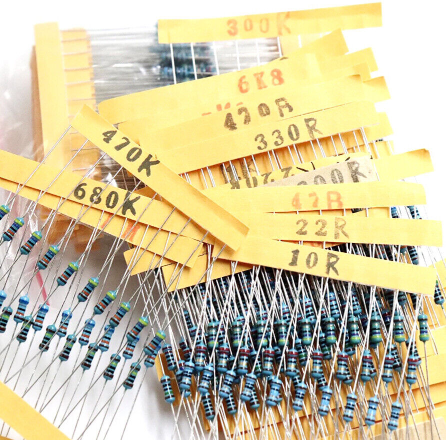 300pcs 30 Values 10-1M Ohm 1% 1/8W 0.125W Metal Film Resistors Assortment Kit