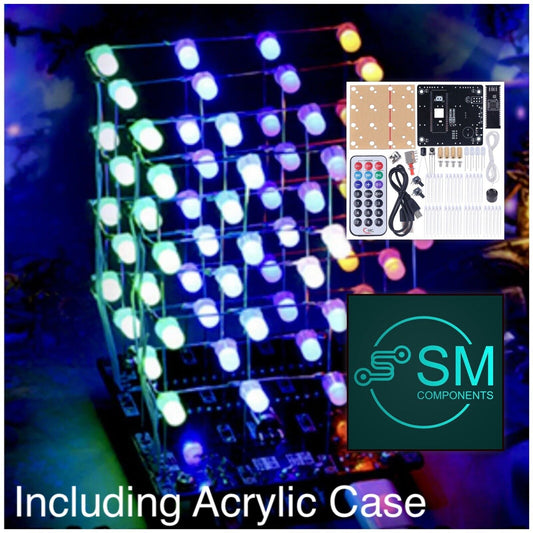 4X4X4 RGB 3D 5mm Multicolour Led Infrared Remote Control Light Cube Kit + Case