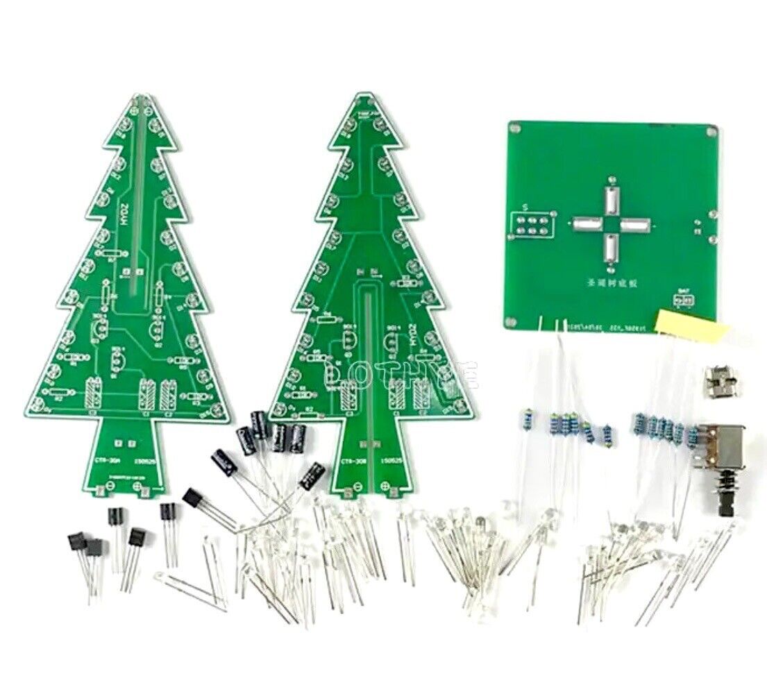 3D RGB Led Christmas Tree DIY Electronic Circuit Kit Led Solder Inc Acrylic Case