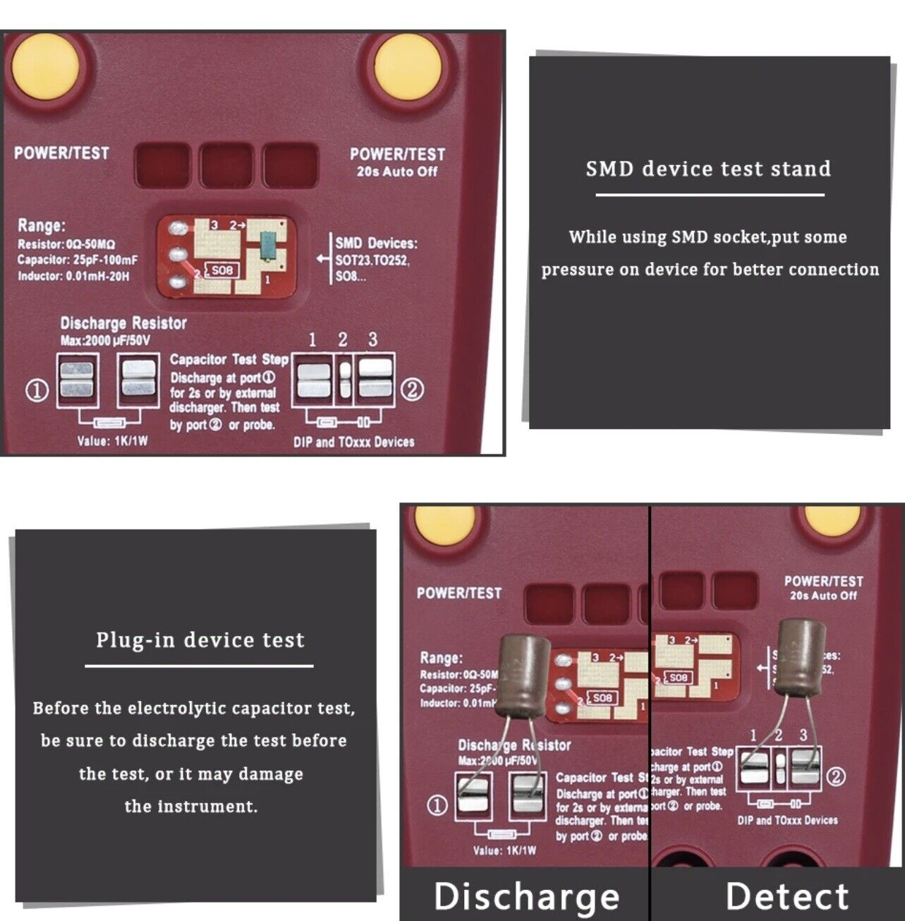 BSIDE ESR02 Pro Transistor Component Tester Multifunctional Digital Tester Diode