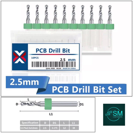 10Pcs 2.5mm PCB Print Circuit Board Tungsten Carbide Mini Micro Drill Bit Set