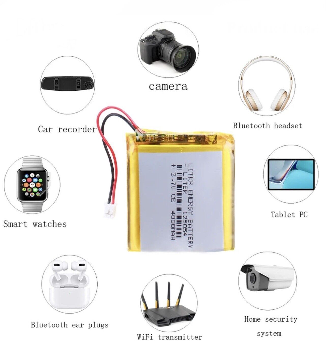 1 X Polymer Lithium Ion Battery LiPo 4000mAh 3.7V 125054 12x50x54 Inc Protection