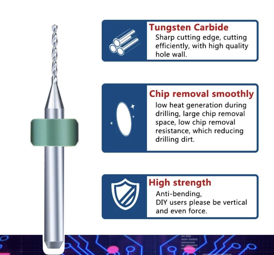 10Pcs 1.0mm PCB Print Circuit Board Carbide Mini Micro Drill Bit Set
