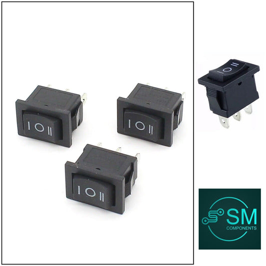 5 X Rocker Switch SPDP 10x15mm 3 PIN 3 Position KCD11 12V 125V~6A 250V~3A BLACK