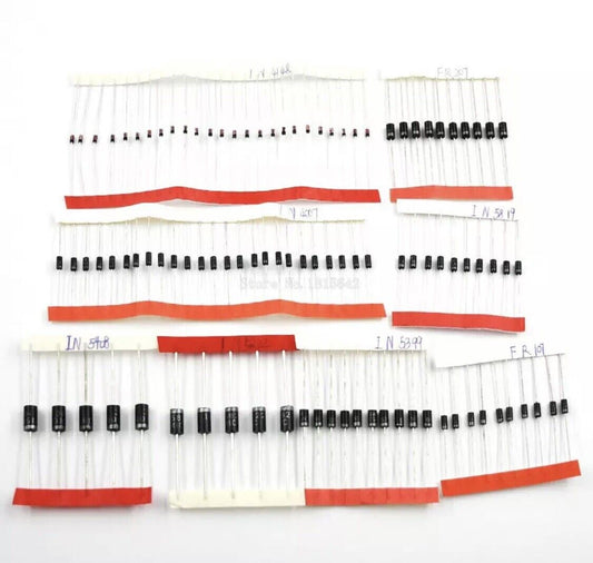 100PC Rectifier Diodes 8 Values 1N4148 1N4007 1N5819 1N5399 1N5408 1N5822 FR107