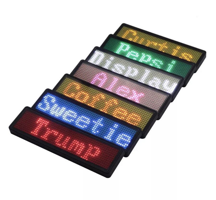 Rechargeable PINK LED Scrolling Name Badge  Message Scrolling Blue Tooth Badge