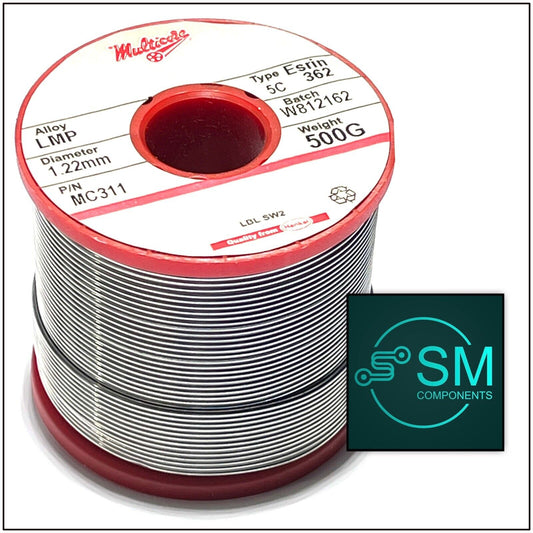 1 X Multicore LMP Solder Tin/lead/Silver 362 Flux 5 Core Solder 1.22mm-500grms