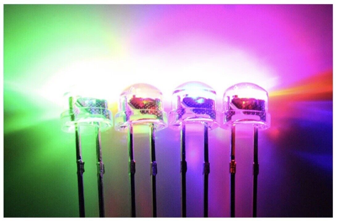 5mm LED Light Emitting Diode RGB FAST flash Straw Hat 100pcs Clear Top 7 Colour