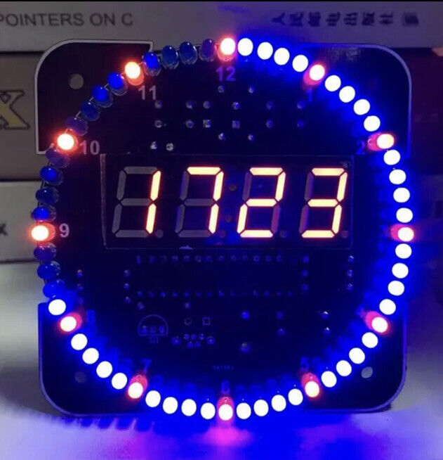 DIY DS1302 Rotating LED Electronic Digital Clock Temperature Display KIT + Case