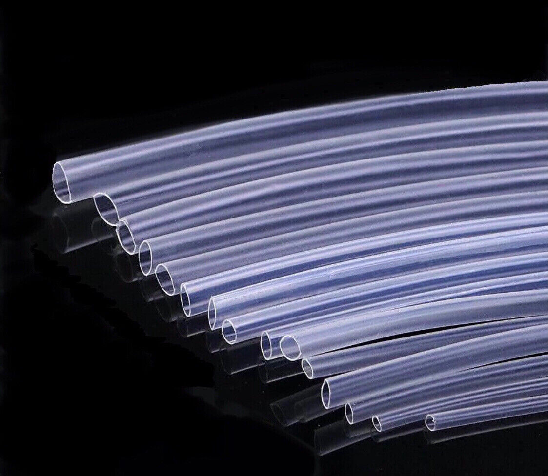 10Mtr Clear Heat Shrink Tubing 2Mtr each Size 4-10mm Wrap Assortment Electrical