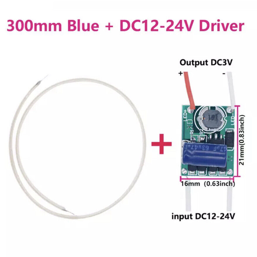 1PC BLUE LED Filament 300mm + 2-24VDC ~ 3V 80-100mA Constant Current Led Driver