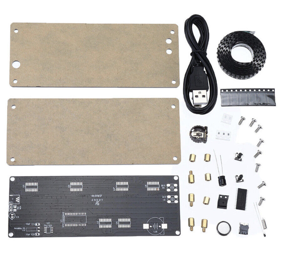 DIY 0603 SMD Led Electronic LED Clock Kit W/Temperature Prompt And Acrylic Case