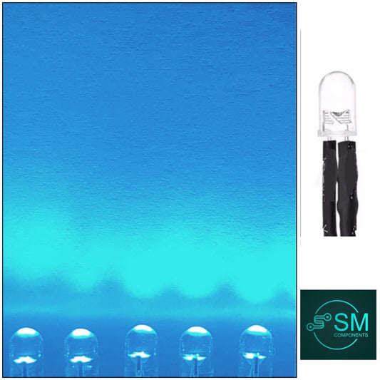 20pcs Prewired 5mm ICE BLUE LED DC 5-12V 20mA Clear Round Light Emitting Diode