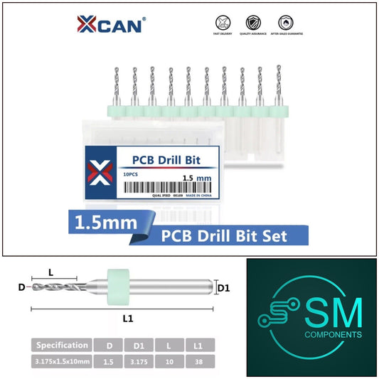 10Pcs 1.5mm PCB Print Circuit Board Carbide Mini Micro Drill Bit Set