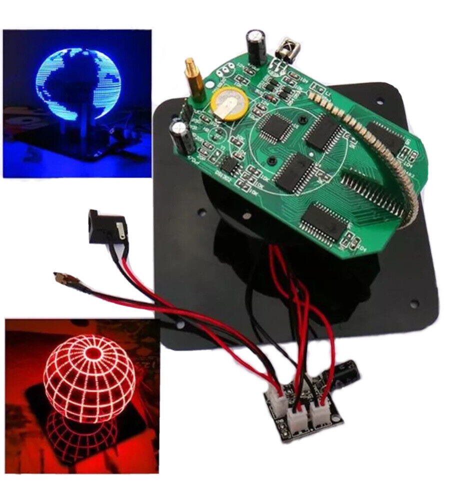 DIY BLUE Electronic Spherical Rotating SMD 56 LED Kit POV Soldering Training Kit