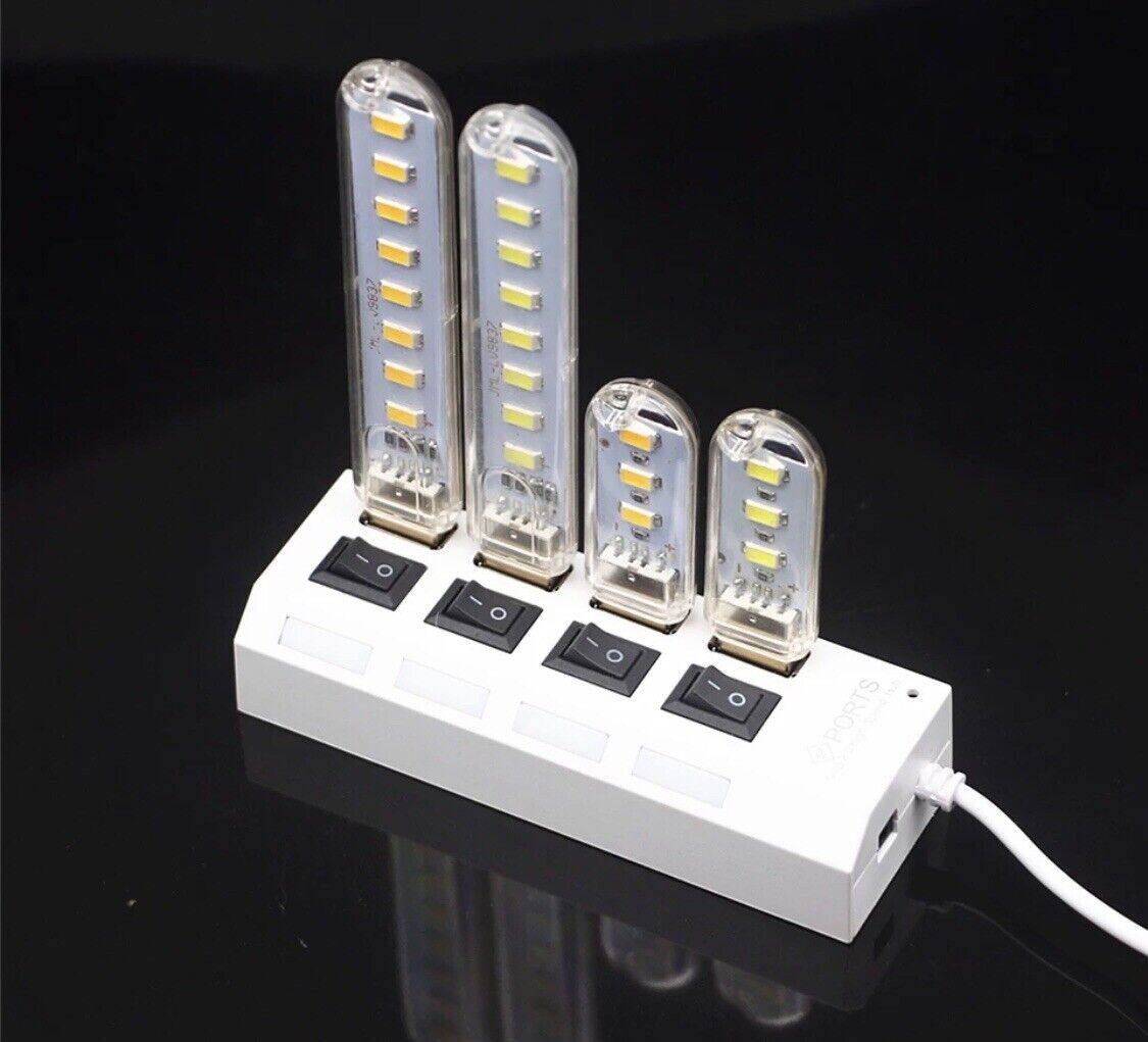 4 X USB emergency COOL WHITE LED Power Bank 3 Led LED Lamp Lighting Night Light