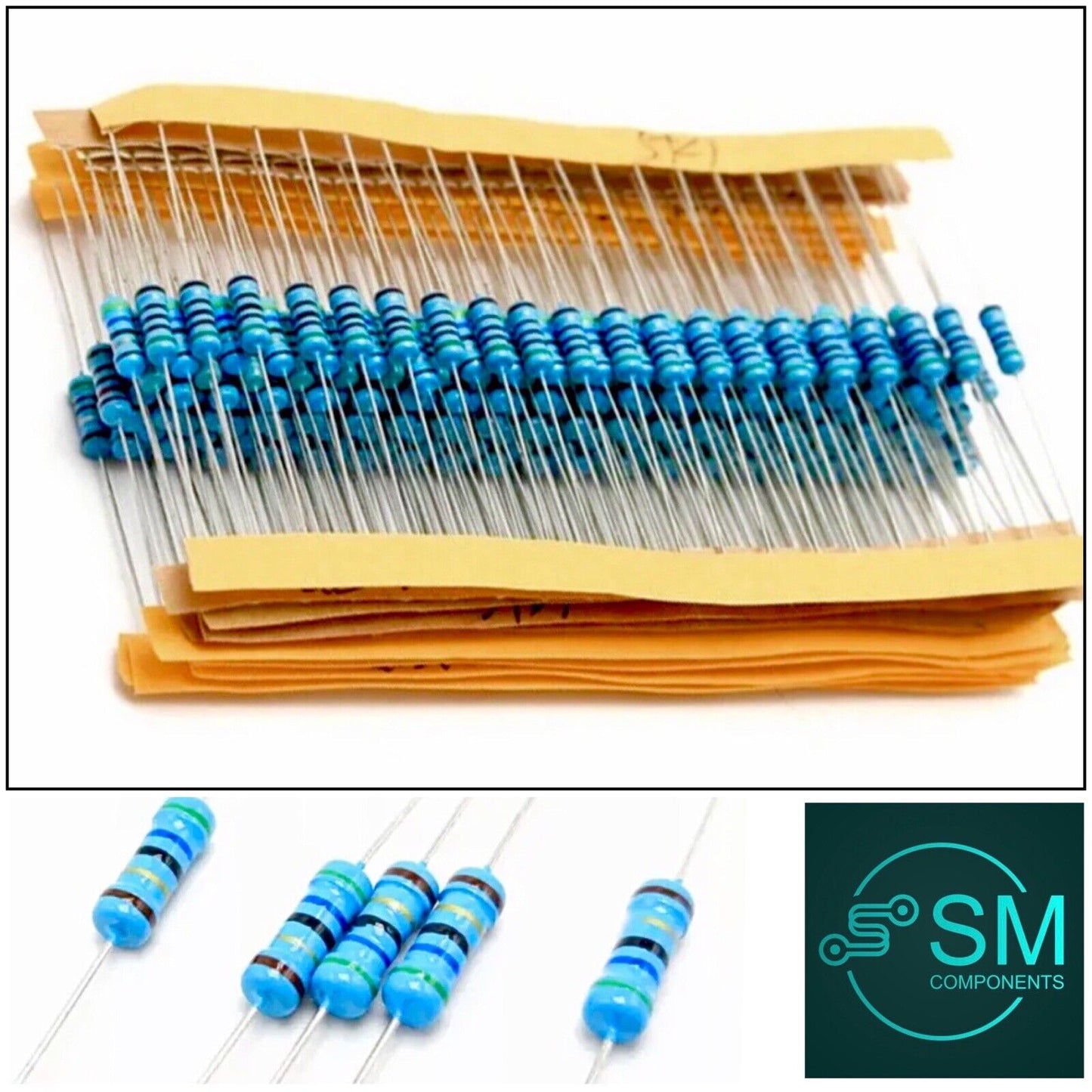 100PCS 1/4W 0.25W Metal Film Resistors 1R-1M Ohm DIP 1%+- DIY Arduino prototypes