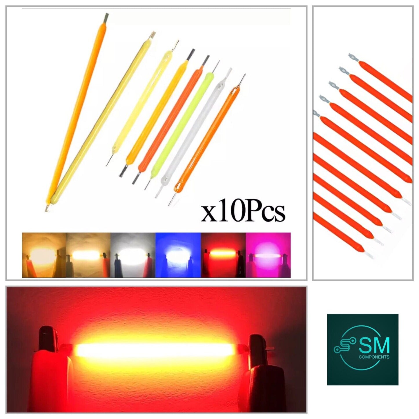 10Pcs DC 3V 100mA LED 40mm RED Silicone Filament Led Light Emitting Diodes