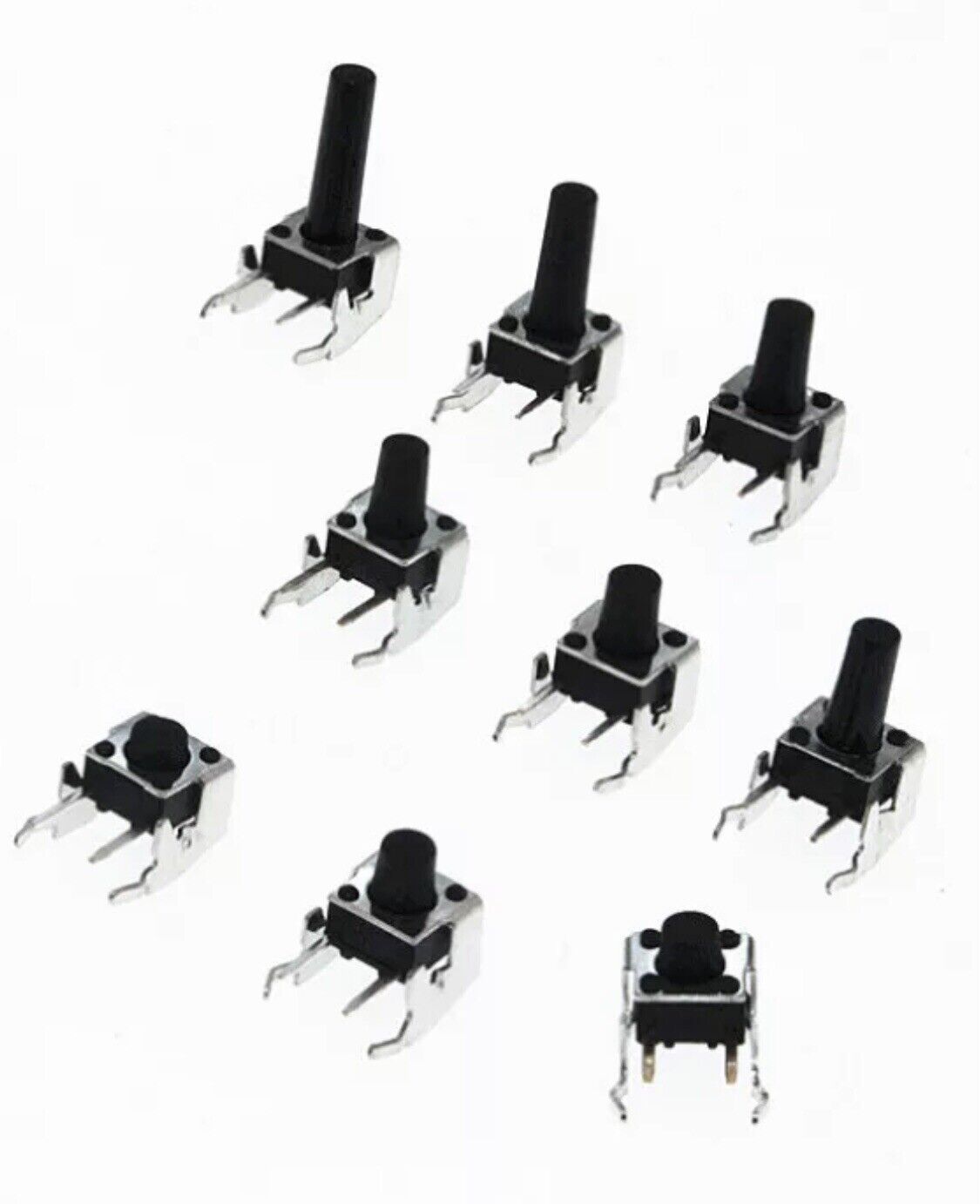 90PC Right Angle Momentary Tactile Non Latch 6X6X 4.3/5/6/7/8/9/10/11/12mm + Box