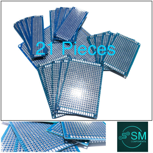 21PCS 5 Sizes Double Side FR4 PCB Prototype DIY 10x10cm 5x7cm 4x6cm 3x7cm 2x8cm