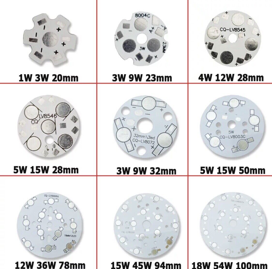 2PCs 78mm Circle Aluminium PCB Circuit Board Suit 12 PCS 1-3-5W Series LED 12W