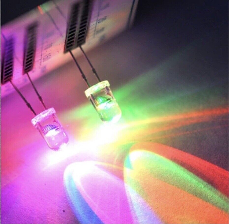 5mm LED Light Emitting Diode RGB SLOW flash 100pcs Clear Round Top 7 Colour