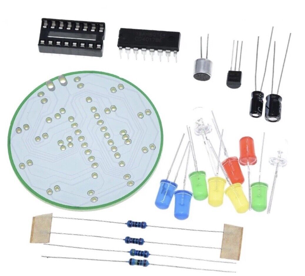 2PC DIY Electronic Beginners CD4017 Sound Activated LED Soldering Kit Light Kits