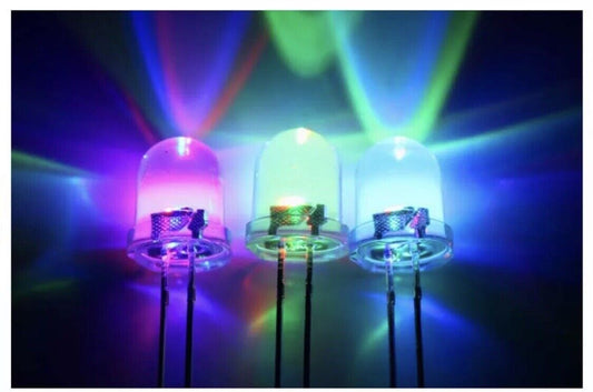 100PCS 8mm LED Light Emitting Diode RGB 7 Colour FAST flash Round Clear Top DIY