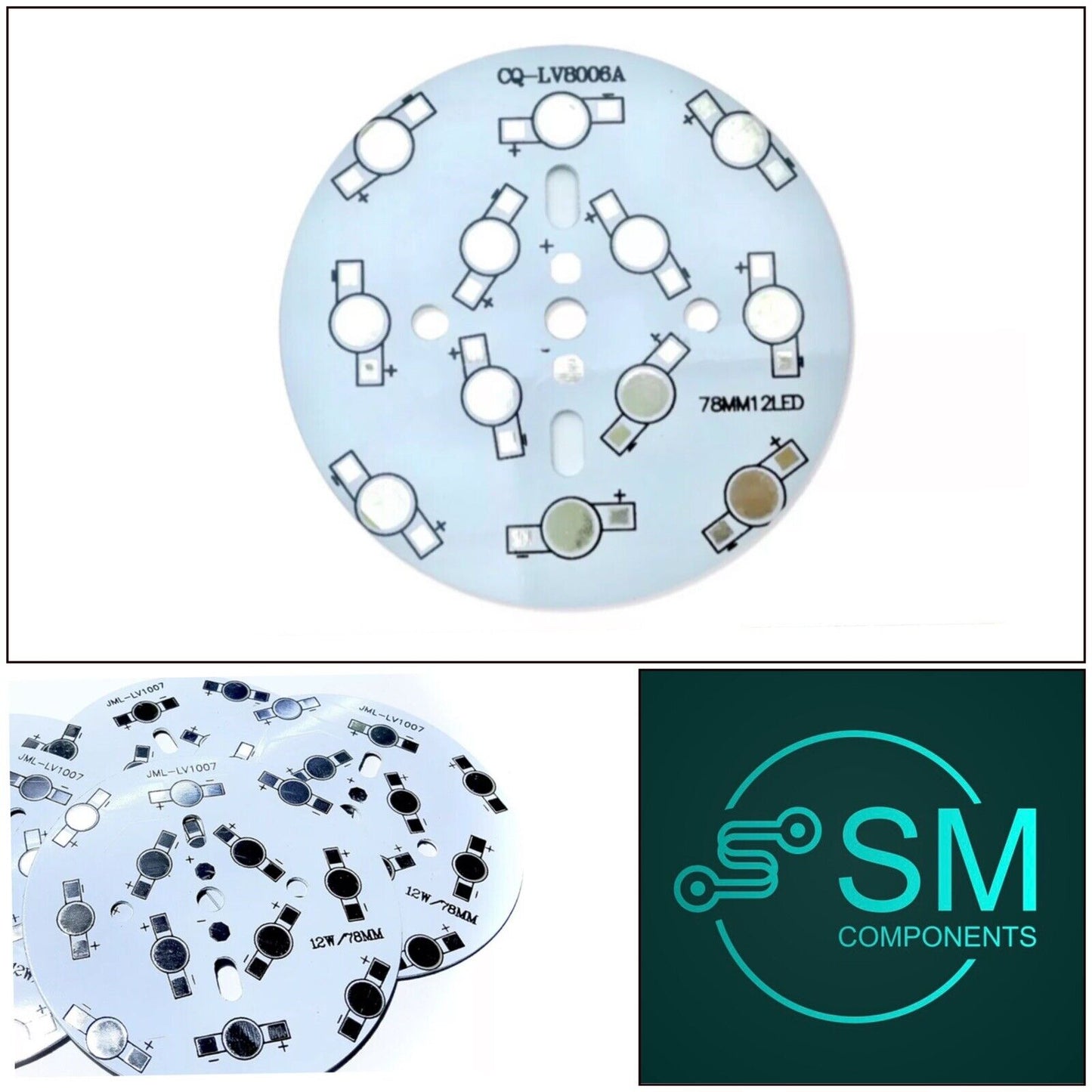 2PCs 78mm Circle Aluminium PCB Circuit Board Suit 12 PCS 1-3-5W Series LED 12W