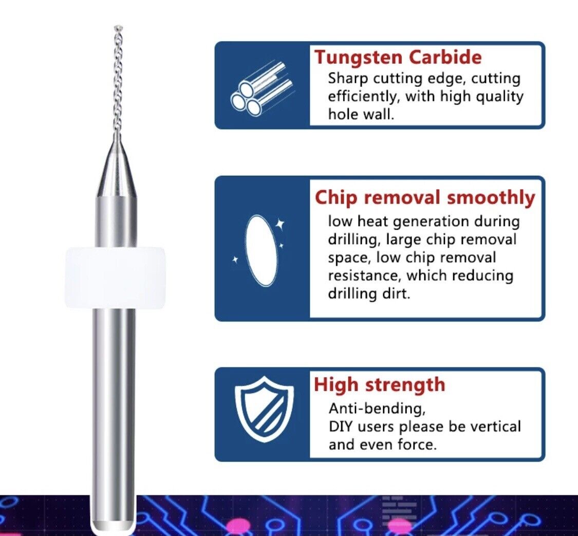 10Pcs 0.7mm PCB Print Circuit Board Carbide Mini Micro Drill Bit Set