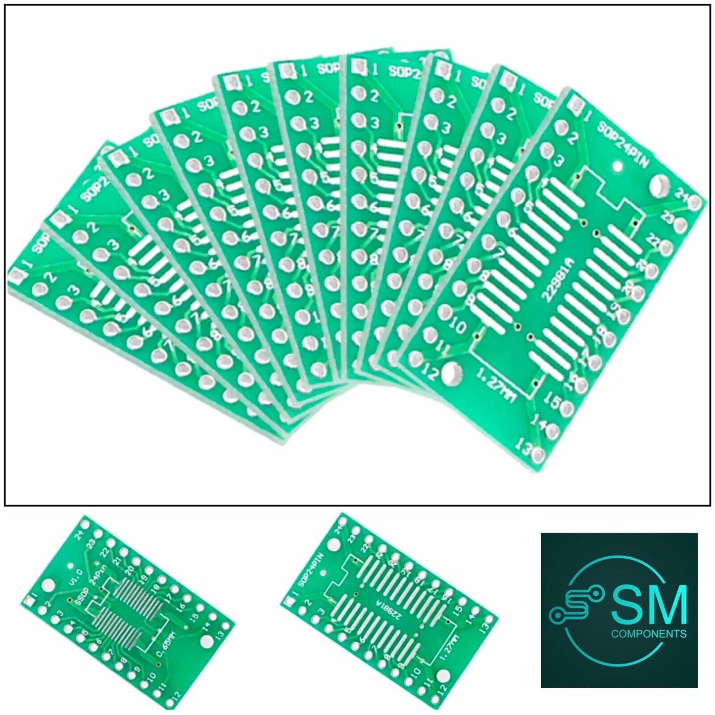 10PCS TSSOP-24 SSOP-24 SOP24 Pin Board SMD - DIP 24 Adapter Breakout Board PCB