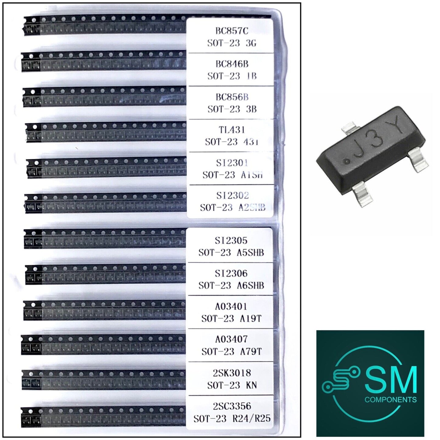 300PCS SOT-23 SMD/SMT Transistor Sample Kit 12 Values X 25pcs Including SMD PgC