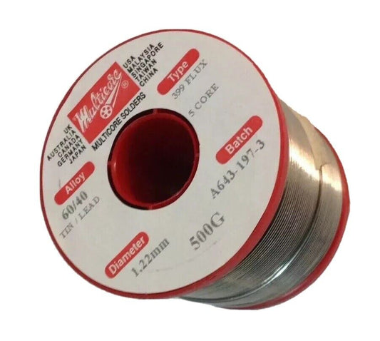 Multicore 60/40 Tin/Lead Solder 399 Flux 5C 1.22mm 500g